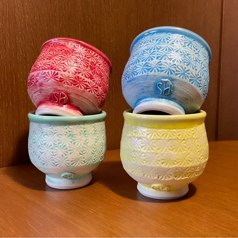 Signed Handcrafted Colorful Pottery Bowl Set by Quebec Potter Sébastien Houle ✨